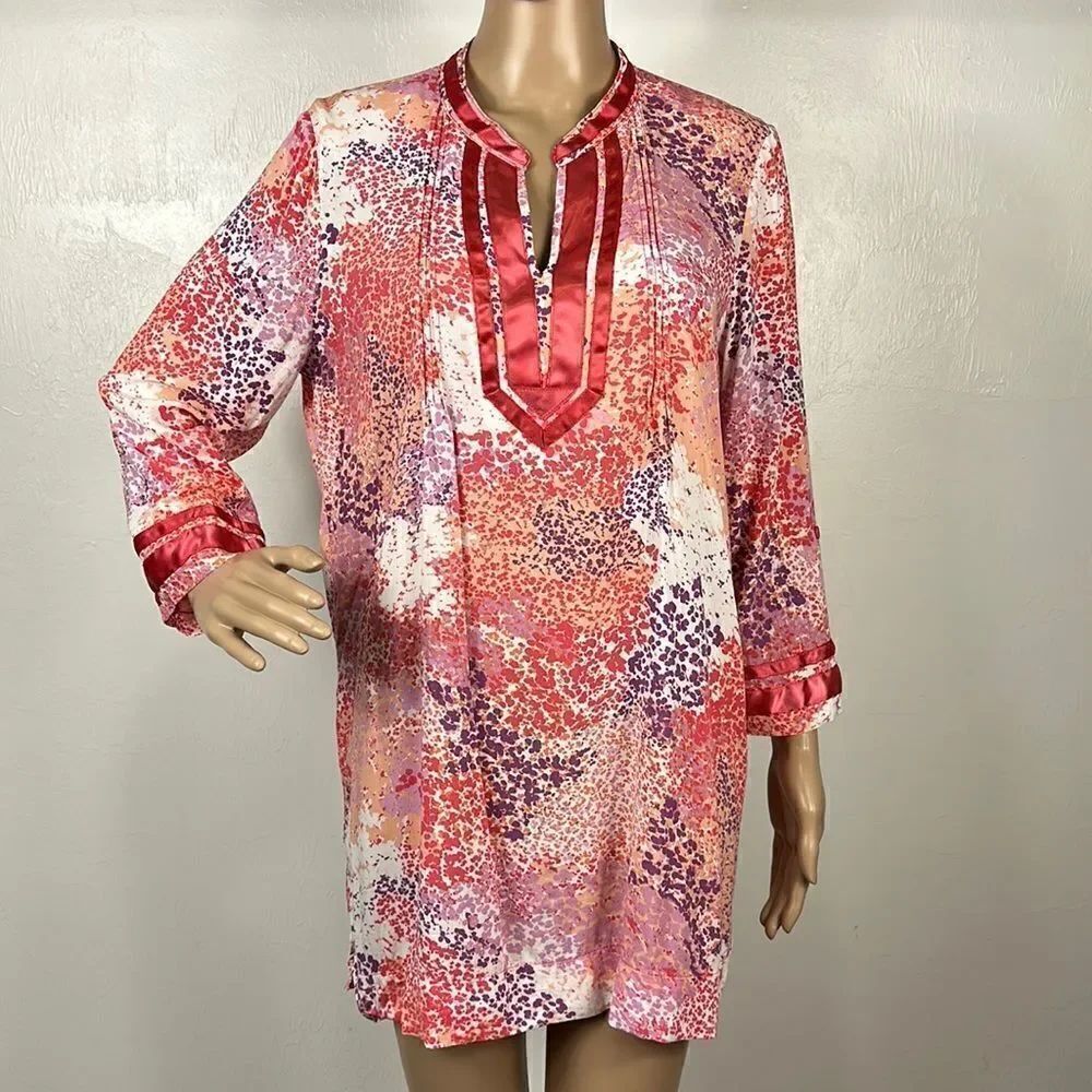 Calvin Klein Jeans 3/4 Sleeves Multi Colored Tunic Top Size M